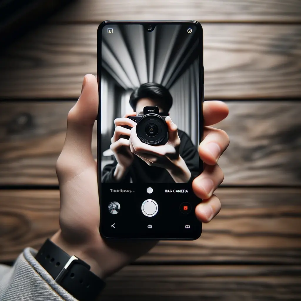 Fotógrafo con un móvil Xiaomi