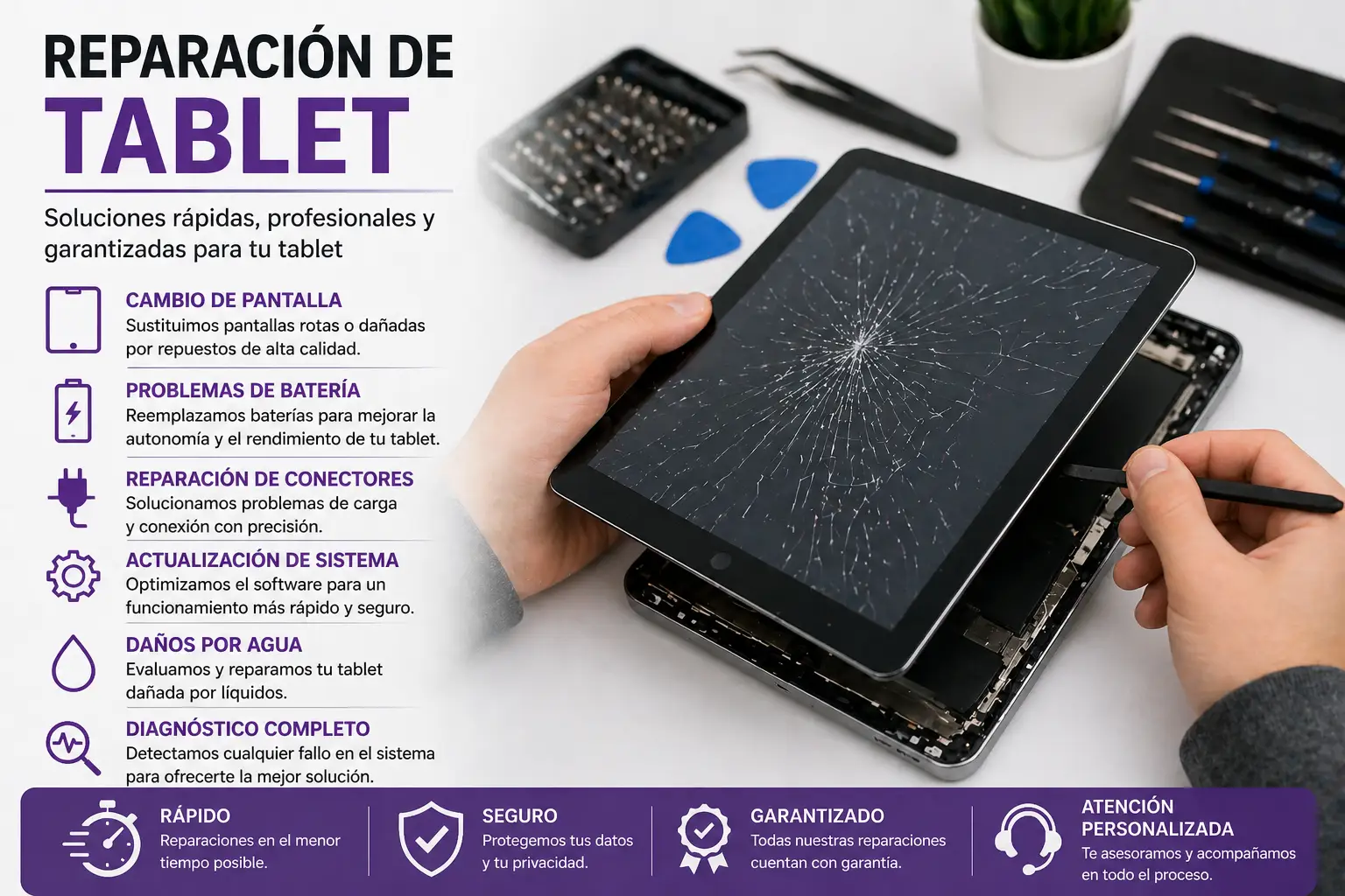 Reparación de Tablets en Polígono Sur (Sevilla) — iPad, Galaxy Tab, Xiaomi Pad. Mundo Informática