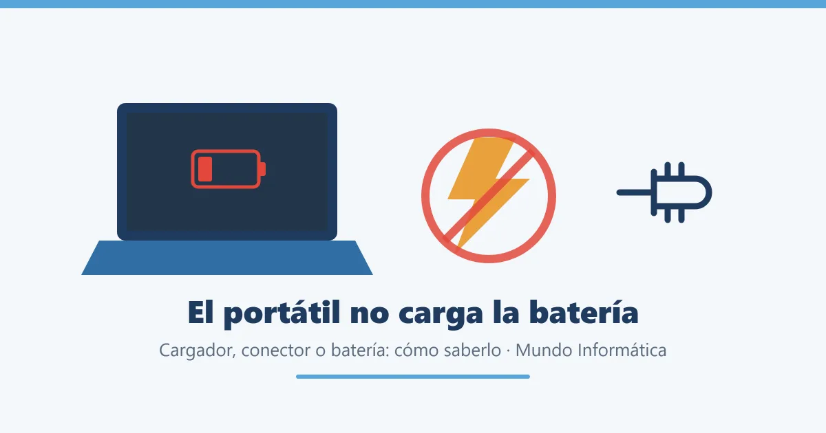 Ilustración de un portátil con la batería baja y el símbolo de carga tachado